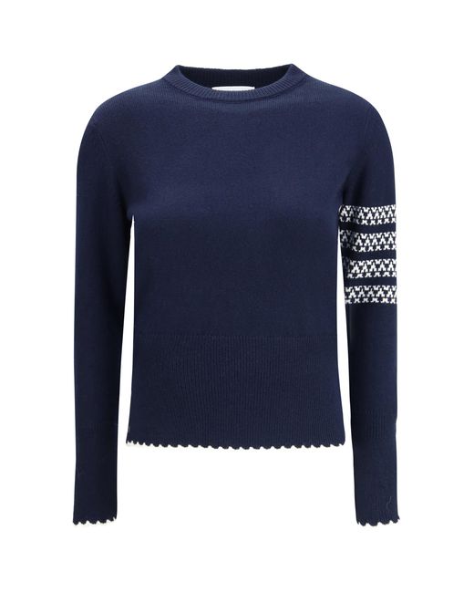 Thom Browne Blue Holiday Hector Sweater Fleece Wool Ovis Aries