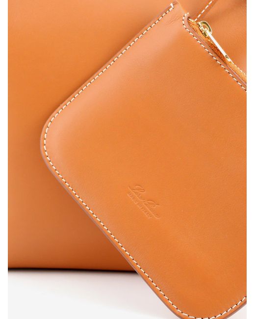 Loro Piana Orange Leather Handbag Bale Handbags