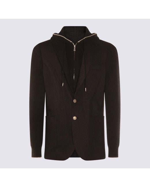 Eleventy Black Grey Wool Blazer for men