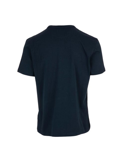 Woolrich Blue Logo Embroidered Crewneck T-Shirt for men