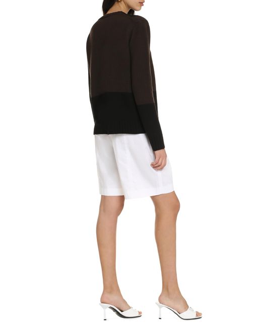 Jil Sander Black Crew-Neck Geometric Wool Sweater