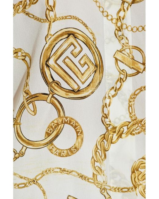 Balmain White Silk Shirt With Print