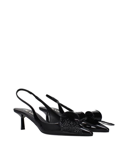 Prada Black Leather Stiletto Heel Sandals