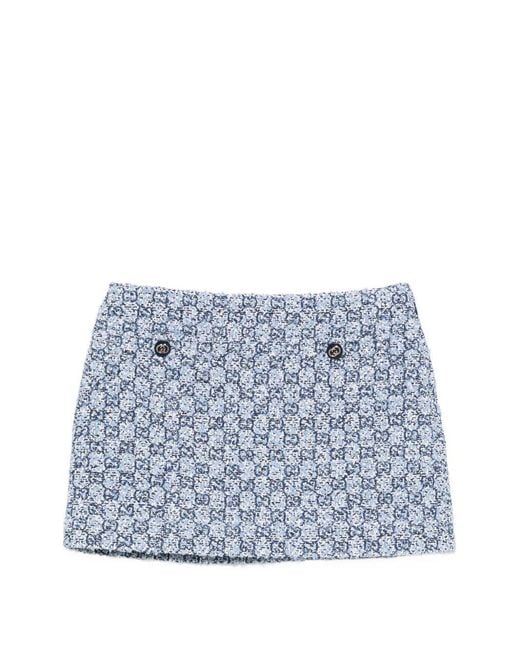 Gucci Blue Gg Tweed Mini Skirt