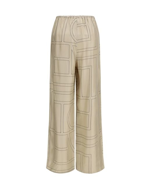 Totême  Natural Pants Silk Monogram Trousers