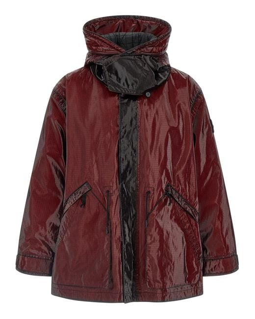 Stone Island Red '4100079 Uneven Ripstop Prismatico' Parka for men