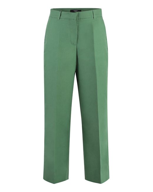 Weekend by Maxmara Green Zircone Cotton-linen Trousers