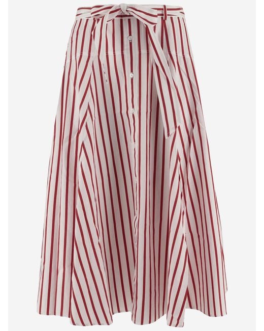 Ralph Lauren Red Striped Cotton Skirt