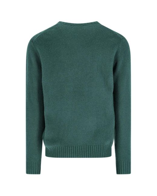Ralph Lauren Green Knit Sweater With Ribbed Details for men