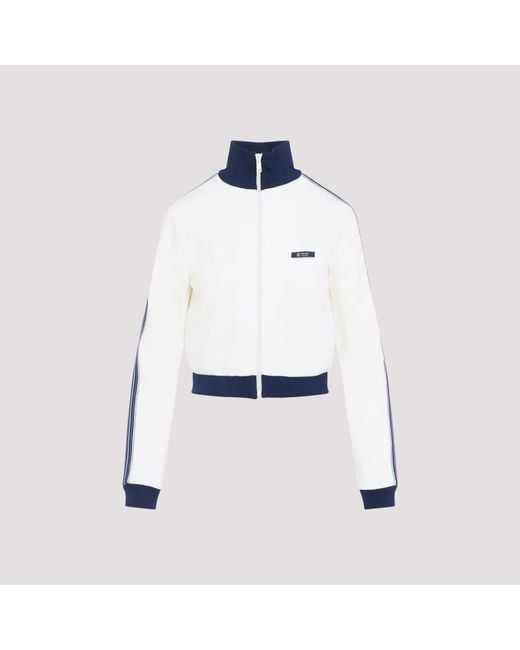 Prada White Zip-Up Logo Jacket Polyester