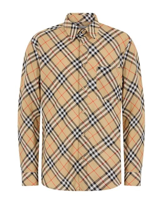 Burberry Gray Shirt Checked Linen for men