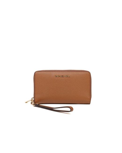 Michael Kors Brown Large Pebbled Leather Smartphone Wristlet