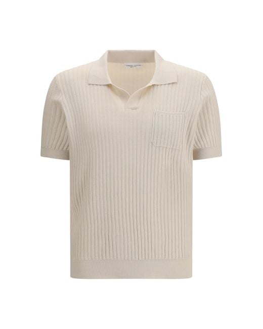 Roberto Collina White Ribbed Polo Cotton Shirts for men
