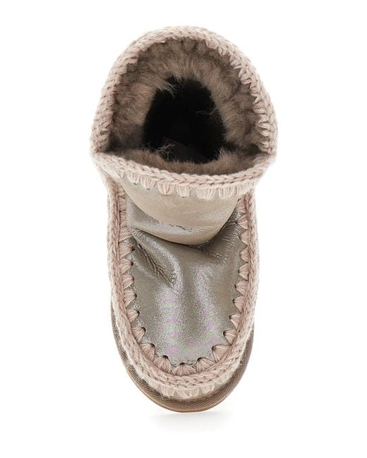 Mou Gray Ankle Boots Patent Suede Sheep