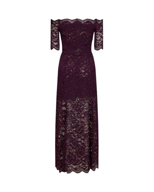 Rabanne Purple Layered Lace Long Dress