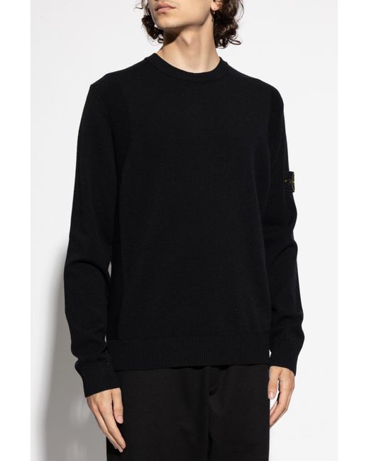 Stone Island Black Wool Sweater for men