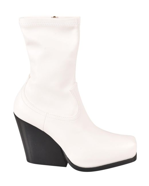 white block heel boots square toe