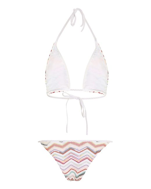 Missoni White Two Piece Zigzag Lurex Bikini Set