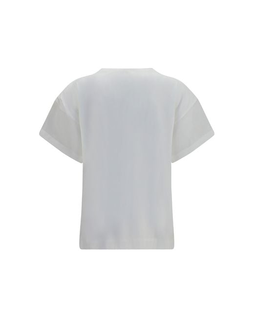 Brunello Cucinelli Gray Cotton T-Shirt With Sheer Sleeves And Side Panels T-Shirts