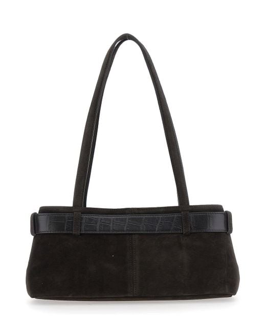 OSOI Black Brocle Shoulder Bag With Belt And Pendant Key Details
