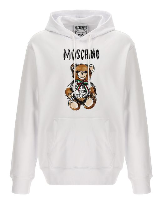 Moschino White Archive Teddy Sweatshirt for men