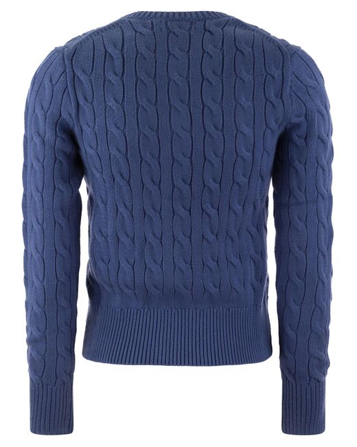 Polo Ralph Lauren Blue Plaited Cardigan With Long Sleeves