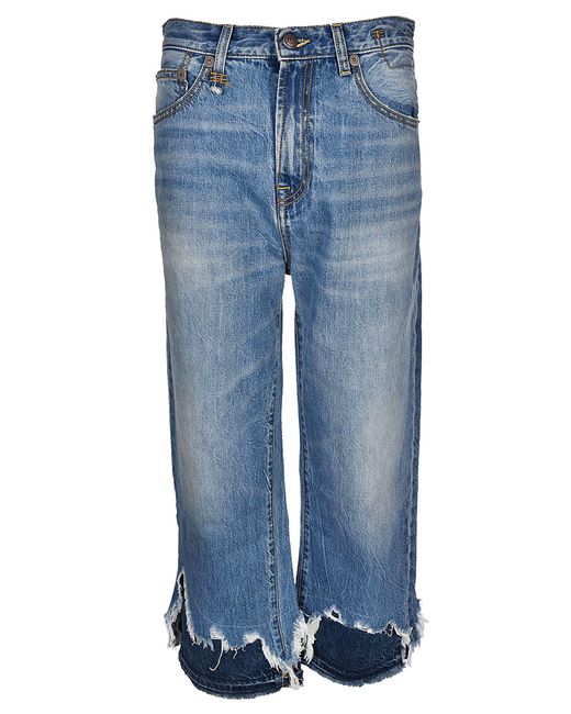 R13 Denim Double Shredded Hem High Rise Camille Jeans in Blue - Save 2% ...