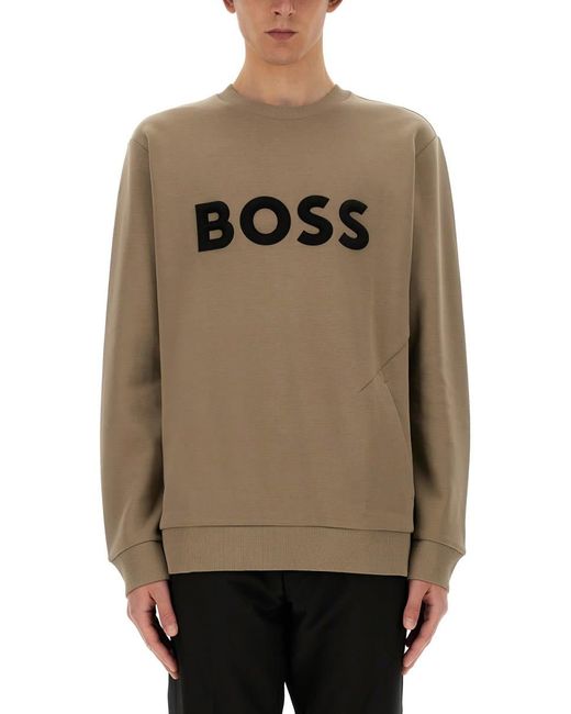 Boss Natural Sweatshirt With Logo for men
