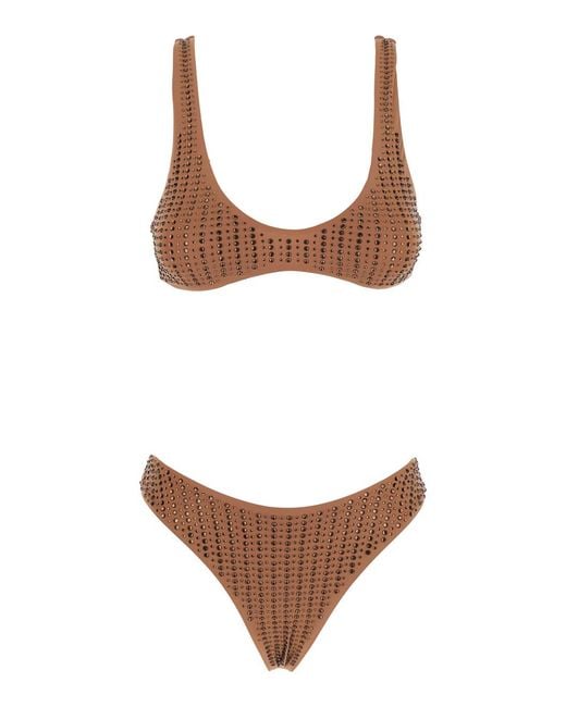 VENUJA White Sbambato Bikini With Stud Decoration