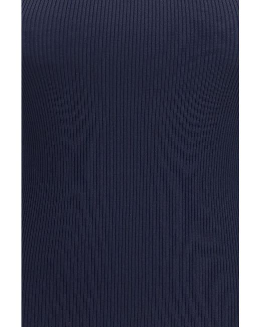 Max Mara Blue Ribbed Jersey Tank Top Viscose; Polyester