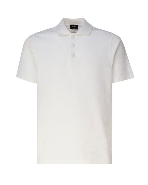 Fendi White Ff Motif Polo Shirt for men