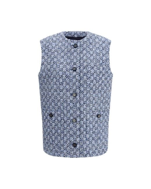 Gucci Blue Cotton Sleeveless Jacket