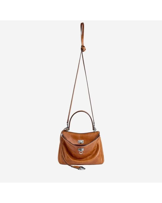Balenciaga Brown Shoulder Bag Rodeo Mini Calfskin Leather