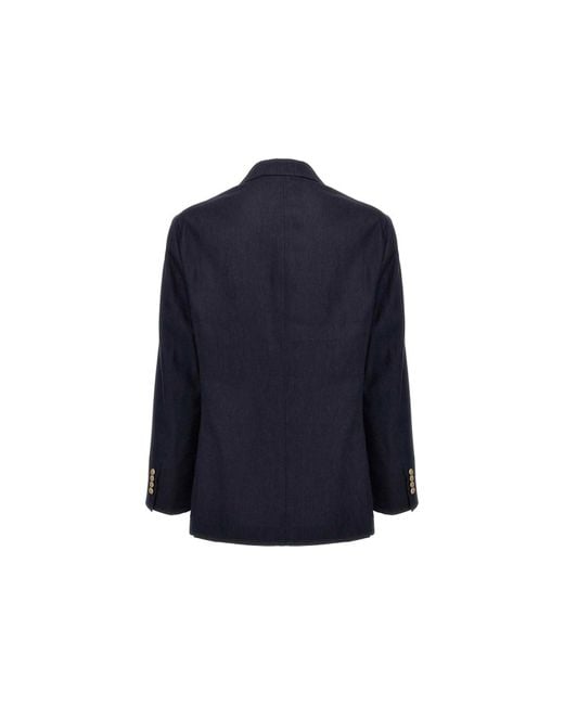 Brunello Cucinelli Blue Linen And Wool Jacket for men