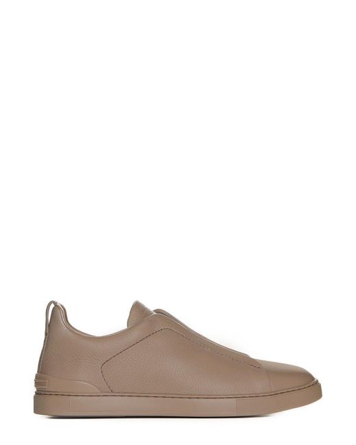 Zegna Brown Triple Stitchtm Trainers for men