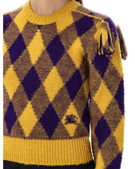 Burberry Blue Argyle Wool Sweater