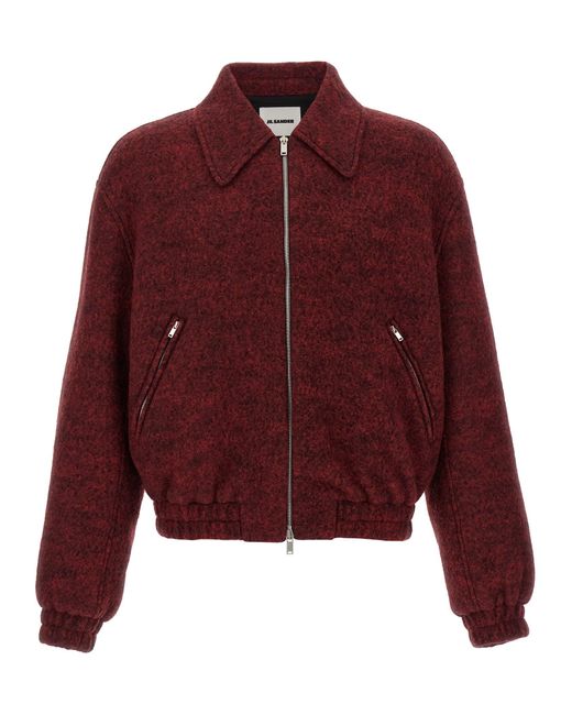 Jil Sander Red Mélange Wool Bomber Jacket for men