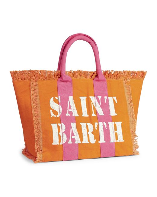 Vanity Mini Bag in Canvas with Mc2 Saint Barth Logo / Orange