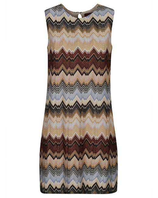Missoni Brown Zig-Zag Pattern Sleeveless Dress