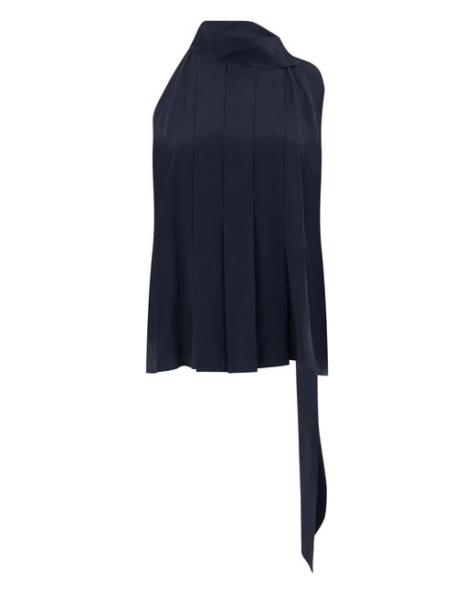 Max Mara Blue Top Asymmetric Silk Vests & Tank Tops