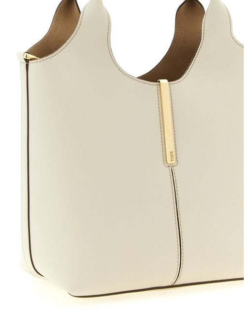 Tod's Natural Mini Metal Plate Shopping Bag