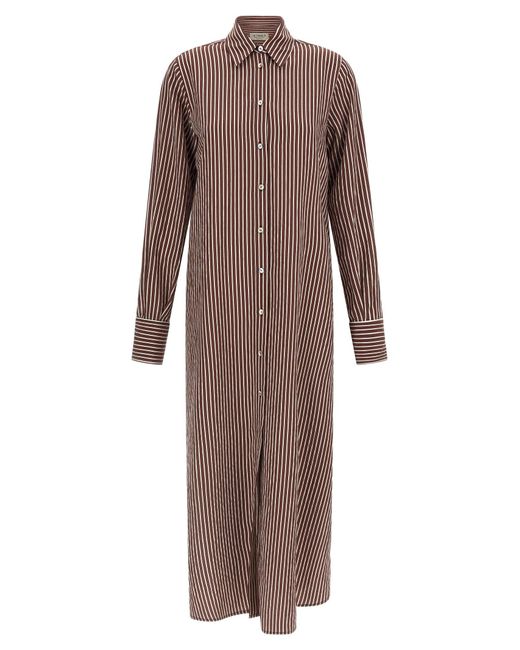 Le twins Brown Striped Cotton Poplin Shirt Dress