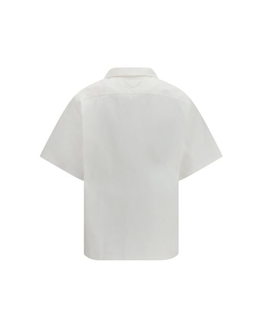Prada White Oversized Wave Print Shirt Cotton for men
