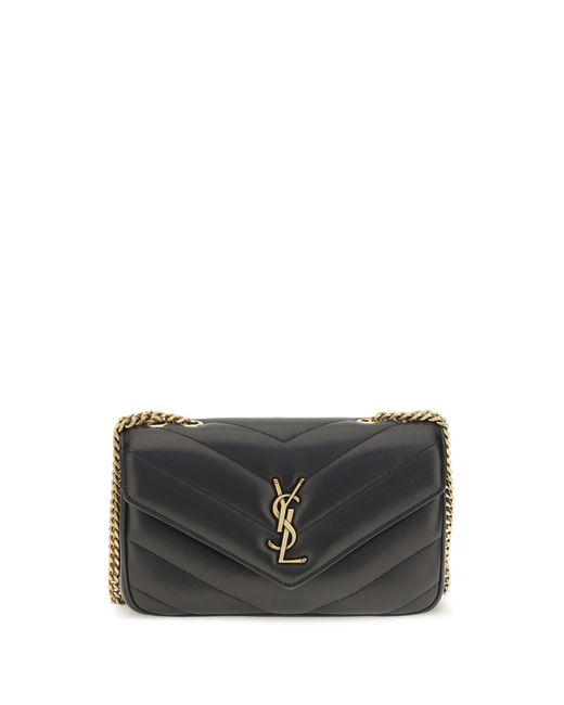 Saint Laurent Black Leather Crossbody Bag Loulou Lamb Shoulder