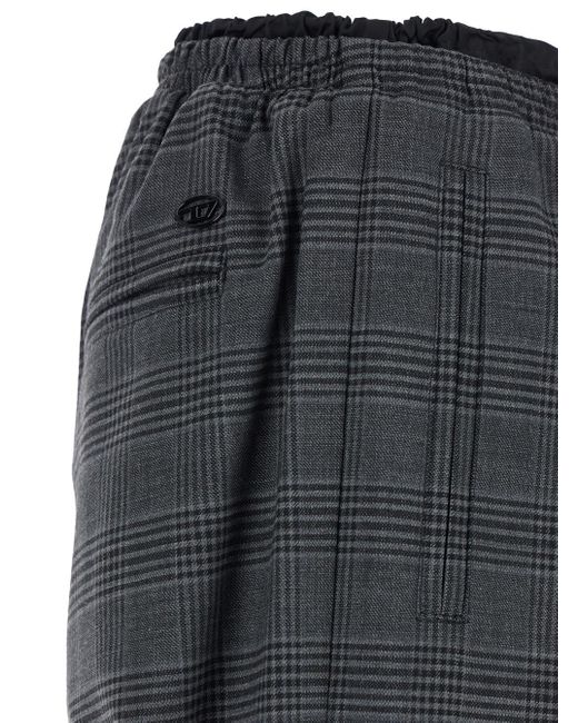 DIESEL Gray 'P-Tilson' Pants With Logo Detail On The Rear And All-Over Check Motif for men