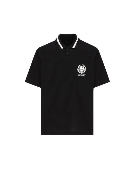 Givenchy Black Logo Embroidered Polo Shirt for men