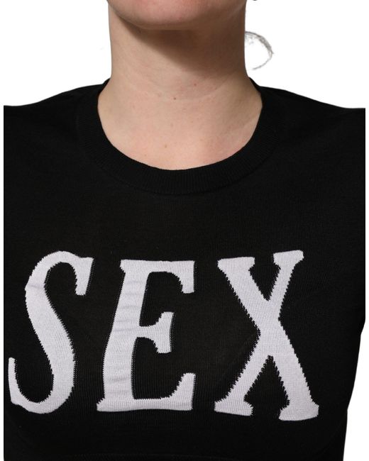 Dolce & Gabbana Black Graphic Print Long-Sleeved Top Viscose Polyester