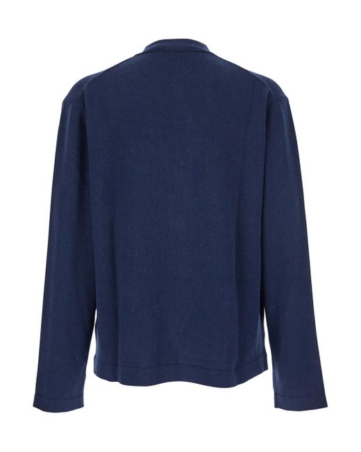 Vivienne Westwood Blue V-Neck Cardigan With Orb Decoration On The Front for men