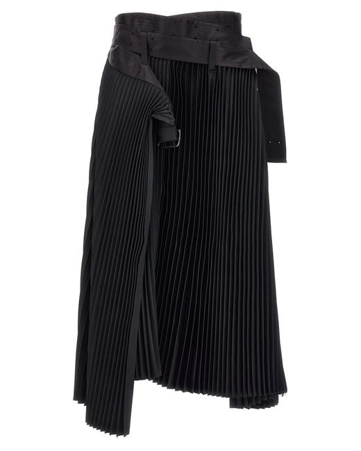 Junya Watanabe Black Pleated Midi Skirt