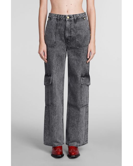 Ganni Gray Jeans In Grey Cotton